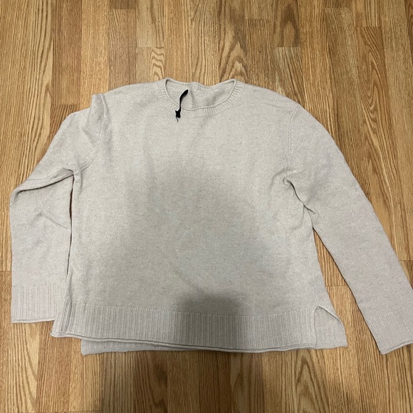 Jenni Kayne Everyday Sweater Oatmeal Cream Cashmere Blend Pullover Size Small - Picture 2 of 9
